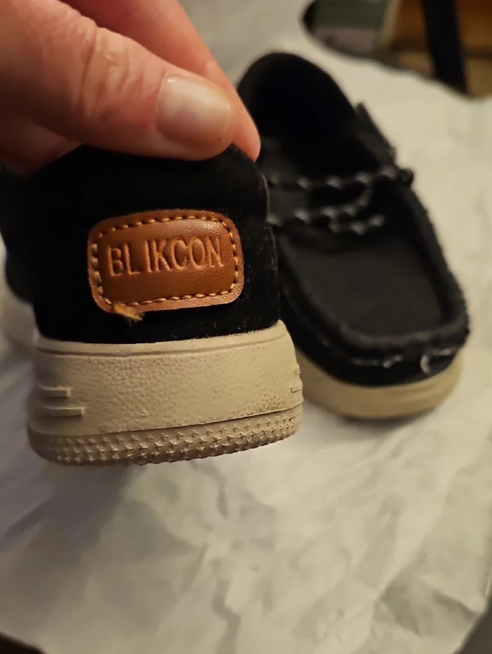 Kids Black Canvas Moccasin Sneakers with Cream Soles